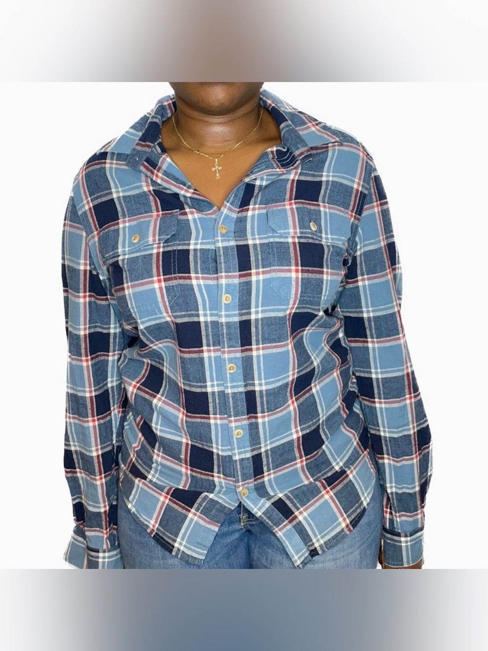 G.H. Bass & Co. Blue Plaid Flannel Button Down Shirt